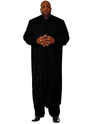 Clergy Robes for Men Pastor with Bordered Stole – Elegant Church Minister Robe with Cross Design Stole - color: Black, size: 60 Chest 60 Length