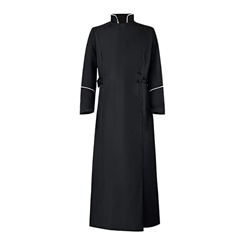 MYAYD Men's Cassock Choir Cassock Minister Robe Clergy Pulpit Liturgical Church Robe Black - size: X-Large