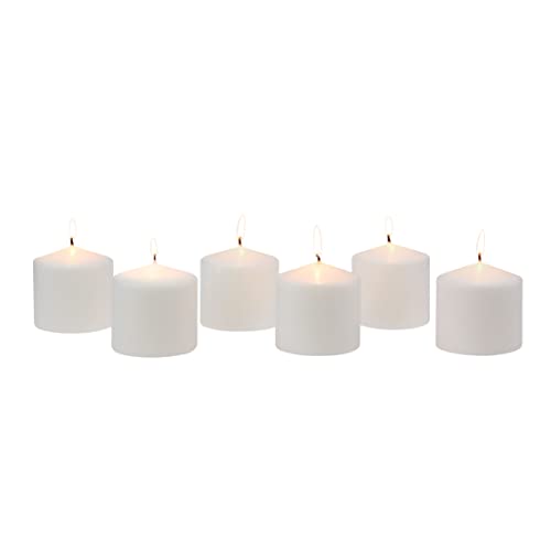 Stonebriar Unscented White Tall Pillar Candles, 18 Hour Burning Candle Pillars, Perfect for Decor, Weddings, Emergencies 3" X 3", 6 count - size: 3 x 3 inches, style: Pack of 6