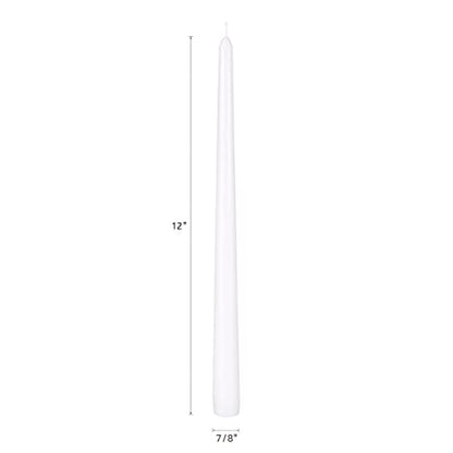 Mega Candles 12 pcs Unscented White Taper Candles, Hand Poured Wax Candle 12 Inch x 7/8 Inch, Home Décor, Wedding Receptions, Centerpieces, Occasions, Events, Romantic Dinners, Prayer, Holders - color: White