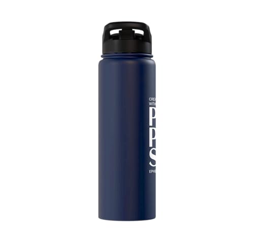 Created With A Purpose Ephesians 2 10 Verse Stainless Steel Insulated Water Bottle - color: Navy Blue