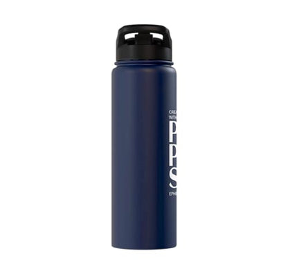 Created With A Purpose Ephesians 2 10 Verse Stainless Steel Insulated Water Bottle - color: Navy Blue