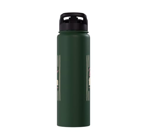 Christian Faith Scripture Verse Walk by Faith Pink Bow Stainless Steel Insulated Water Bottle - color: Dark Green