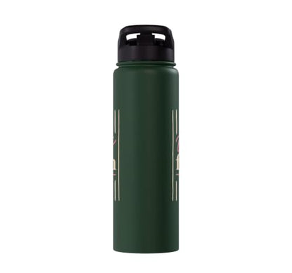 Christian Faith Scripture Verse Walk by Faith Pink Bow Stainless Steel Insulated Water Bottle - color: Dark Green