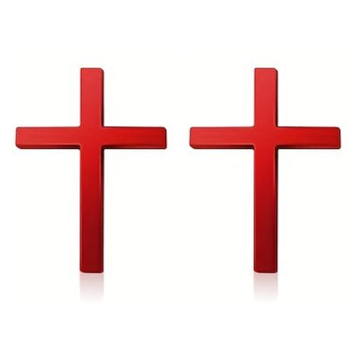 Metal Jesus Christ Cross Badge Stickers, 3D Three-Dimensional Metal Sticker, Cross Car Logo Sticker, Motorcycle Car Modified Tail Exquisite Emblem Stickers Decorative,Timeless Faith (Silver*2) (Red) - color: Red