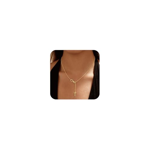 Cross Necklace for Women 14k Gold/Silver Plated Dainty Pendant Necklaces Trendy Jewelry Non Tarnish Hypoallergenic Waterproof Lightweight Gift for Women - style: gold cross necklace1