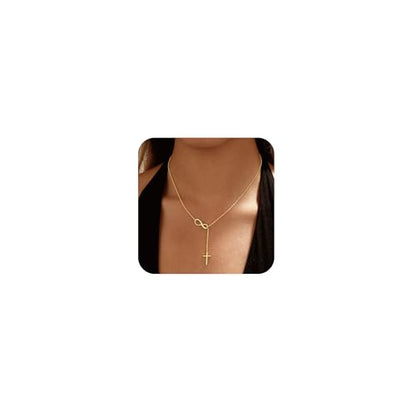 Cross Necklace for Women 14k Gold/Silver Plated Dainty Pendant Necklaces Trendy Jewelry Non Tarnish Hypoallergenic Waterproof Lightweight Gift for Women - style: gold cross necklace1