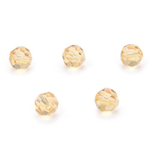 100pcs Adabele Austrian 4mm (0.16 Inch) Small Faceted Round Crystal Beads Golden Yellow Champagne Compatible with Swarovski Crystals for Jewelry Craft Making - color: Gold Champagne, size: 4mm Small (100pcs)