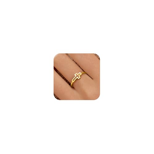 925 Sterling Silver Hollow-out Cross Purity Ring for Women - color: Gold