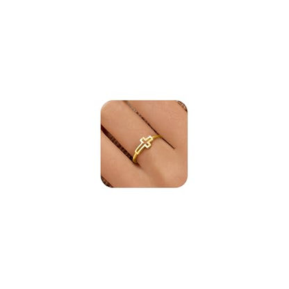 925 Sterling Silver Hollow-out Cross Purity Ring for Women - color: Gold