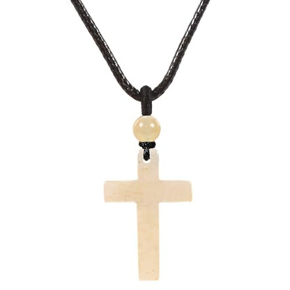 Justinstones Natural Gemstone Carved Cross Reiki Chakra Pendant Necklace 22 Inch - color: 30mm Yellow Jade