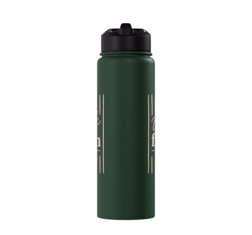 Christian Faith Scripture Verse Walk by Faith Pink Bow Stainless Steel Insulated Water Bottle - color: Dark Green