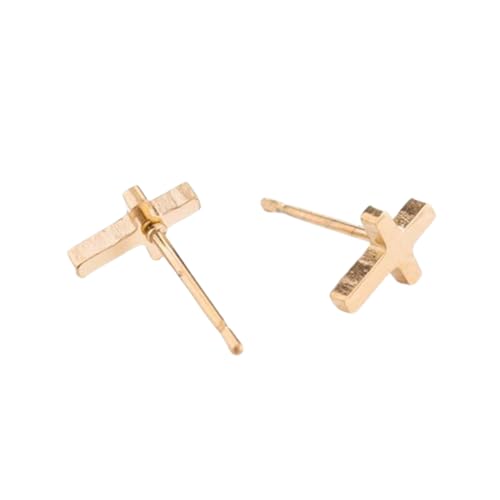 Cross Stud Earring for Women Men Dainty Small Cross Earrings Minimalist Simple Gold Silver Black Religious Faith Cross Studs - color: Rose Gold