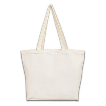 Canvas Tote Bag, Pockets, Zipper, Durable, Lightweight, Cotton Shopping Cloth Bag, Gifts - color: Off-white