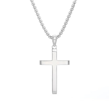 Small Dainty Cross Pendant Necklace 925 Sterling Silver for Women with 18", 20" Sturdy Chain 14K White Gold Plated - size: 18" Chain, style: Cuboid