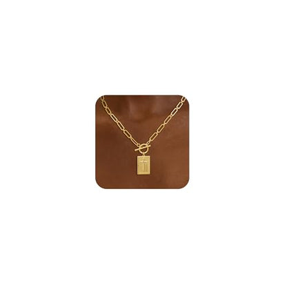 Freekiss 3-Piece Layered Toggle Necklace for Women - color: Gold Cross Necklace