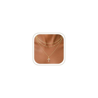 3pcs Gold Cross Necklace for Women, Layered Necklace - color: Gold 2