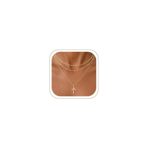 3pcs Gold Cross Necklace for Women, Layered Necklace - color: Gold 2