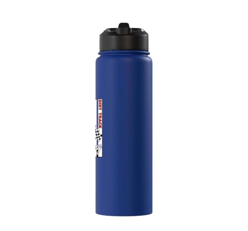 Car Dirt Track Racing Checkered Flag American Flag Racing Stainless Steel Insulated Water Bottle - color: Royal Blue