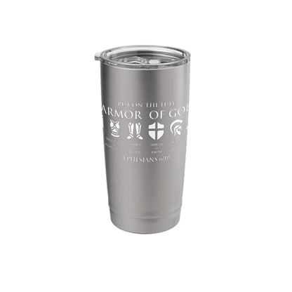 Put On The Full Armor Of God -Christian Faith Soldior of God Stainless Steel Insulated Tumbler - color: Brushed Steel