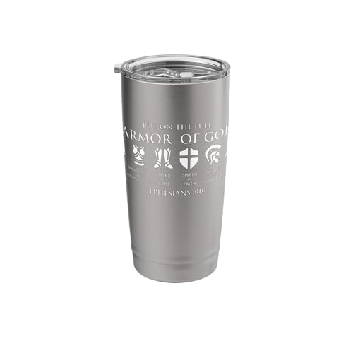Put On The Full Armor Of God -Christian Faith Soldior of God Stainless Steel Insulated Tumbler - color: Brushed Steel
