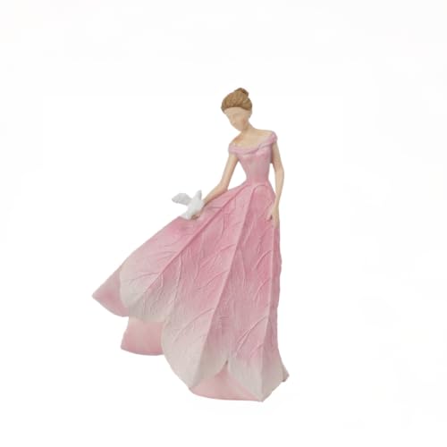 Guichifun Pink Leaf Angel Girls Fairy Statue Home Decoration - color: Pink-bird, size: Small