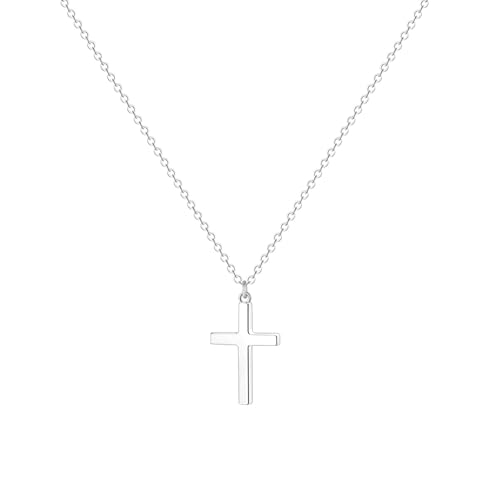 Zeffy Cross Necklace for Women,18K Gold/Silver Plated Tiny Cubic Zirconia Cross Pendant Necklace for Women Simple Layered Cross Necklaces for Women - color: Silver Classic Cross
