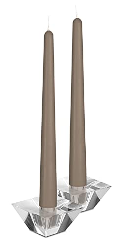 Hyoola Tall Taper Candles - 10 Inch Taupe Grey Unscented Dripless Taper Candles - 8 Hour Burn Time - 4 Pack - color: Taupe Grey, size: 10 Inch