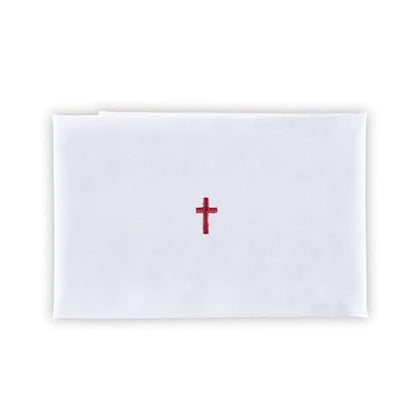 Trinity Church Supply Cotton Purificator Red Embroidered Cross Center Church Communion Supplies, 18 Inch x 12 Inch, Pack of 12