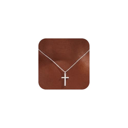 S925 Sterling Silver Cross Necklace for Women - Dainty Cable Chain Cross Pendant Necklaces for Women Trendy Jewelry Christian Baptism Religious Faith Jewelry Gifts 16-22 Inches