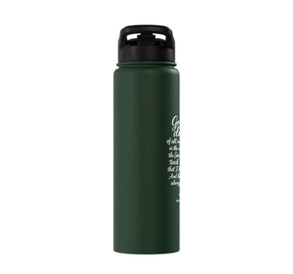 Go Make Disciples Matthew 28: 19 20 Bible Verse Scripture Stainless Steel Insulated Water Bottle - color: Dark Green