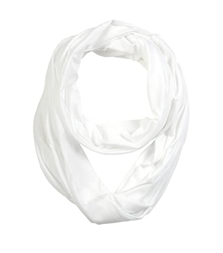 Super Soft Cotton Blend Lightweight Solid Color Multi Loop Infinity Scarves - color: White