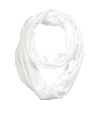 Super Soft Cotton Blend Lightweight Solid Color Multi Loop Infinity Scarves - color: White