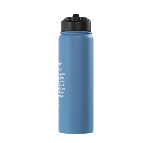 Go Make Disciples Matthew 28: 19 20 Bible Verse Scripture Stainless Steel Insulated Water Bottle - color: Light Blue