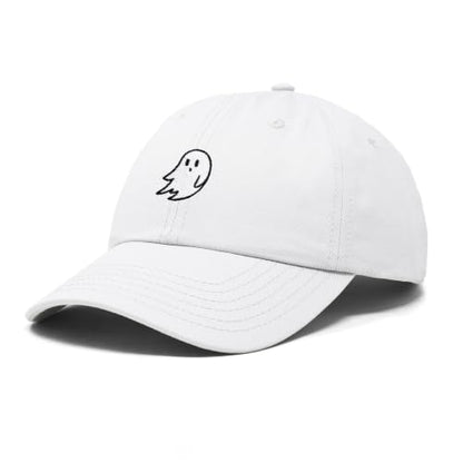 DALIX Ghost Embroidered Mens Womens Cotton Dad Hat Baseball Cap Adjustable - color: White