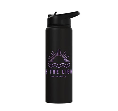Be the Light Scripture (Matthew 5:14) For Encouragement Stainless Steel Insulated Water Bottle - color: Black