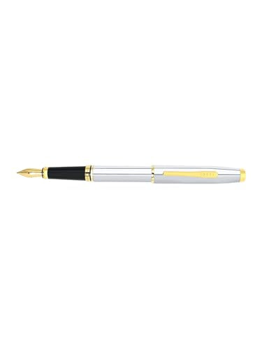 Cross Coventry Polished Chrome, Gold-Tone Fine Nib Fountain Pen, Black Ink - color: Silver, style: Fine Nib