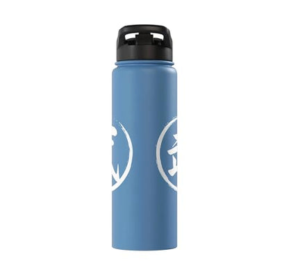 “Warrior” Japanese Kanji Word Graphic Stainless Steel Insulated Water Bottle - color: Light Blue