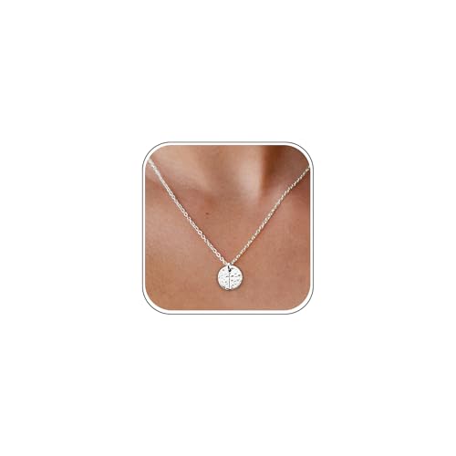 NIXMAX Small Cross Necklace for Women, 14K Gold Silver Plated Pendant - color: Silver-Hammered Cross