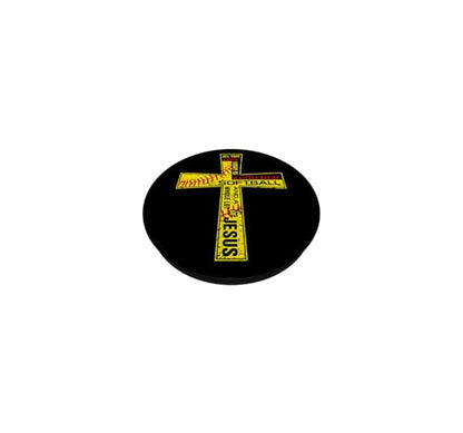 Softball Girl Christian Cross Faith I Need Softball & Jesus PopSockets Adhesive PopGrip - style: Adhesive PopGrip