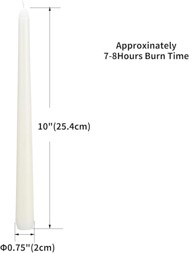 20pcs 10-inch iorvy Taper Candles Unscented and Smokeless, Long Burning 7-8 Hours Time for Daily, Wedding,Table,Fireplace - color: lvory-10"20pcs