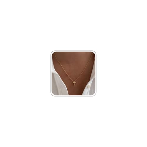 Cross Necklace for Women, Dainty Gold Necklace Tiny Cross Charm Necklace - color: Silver-Cross 1