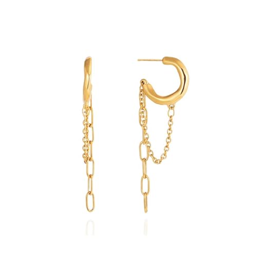Gold Dangle Earrings for Women，Tassel Hoop Earrings with Charms - color: C