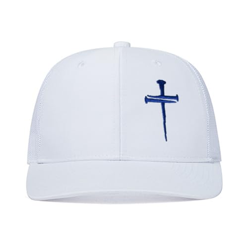 3 Nails Cross Trucker Hat Christian Religious Gifts for Birthday/Christma - color: 3 Nails Cross Trucker Hat All White