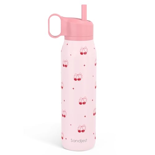Cherry Water Bottle with Twist Lid Stainless Steel 20oz, Travel Insulated for Sports & Gym, Gift for Women Girl Birthday Christmas - color: Cherry 2