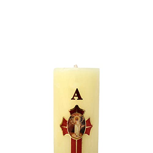 Cirio Pascual Paschal Candle – (7" inches - Regular / 1/2 Kilo) 100% Wax Religious with Alpha & Omega Symbol – Jesus Christ Church Candle for Holy Saturday Vigil, Resurrection & Worship - size: 7" inches - regular / 1/2 Kilo