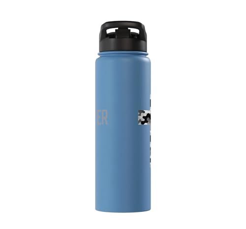Faith Over Fear Christian Camo Cross Religious Bible Verse Stainless Steel Insulated Water Bottle - color: Light Blue
