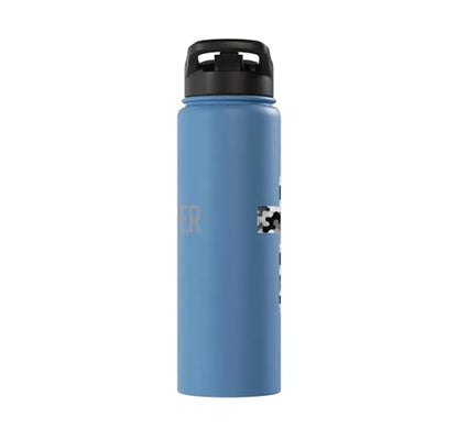 Faith Over Fear Christian Camo Cross Religious Bible Verse Stainless Steel Insulated Water Bottle - color: Light Blue
