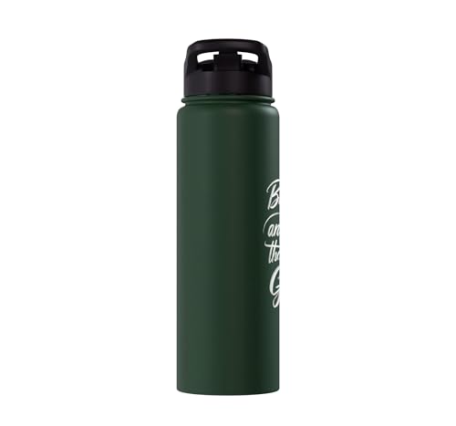 Be Still and Know That I Am God Psalm 46:10 | Christian Gift Stainless Steel Insulated Water Bottle - color: Dark Green