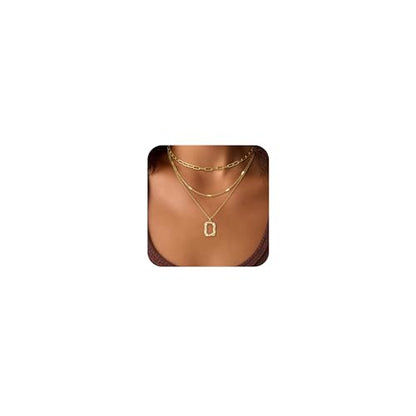 Layered Gold Necklace for Women, 14K Gold Plated Necklace Stack Set, Dainty Pendant Necklace Non Tarnish, Fashion Bow CZ Circle Star Hammered Cross Jewelry Gift for Women - color: Gold-03